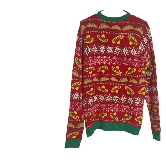 Christmas Sweater Tacos  Unisex Men Women Ugly Mexican Fiesta Size Medium - Picture 3 of 13